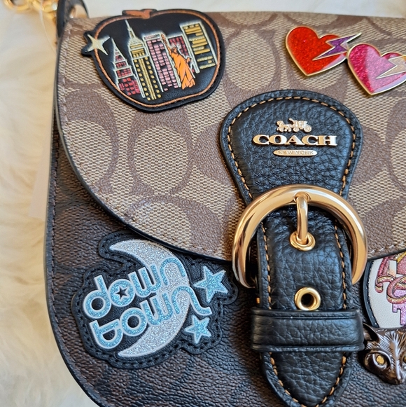 NWT Coach Kleo Disco Signature Crossbody Embellished Patchs Saddle Shoulder Bag - Picture 15 of 15
